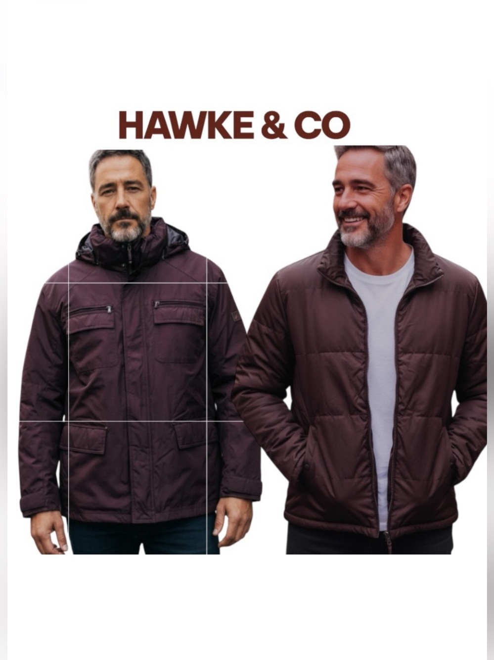 Hawke & Co Outfitters Men’s Coat Brown Double Jacket Puffy & Windbreaker L NWOT